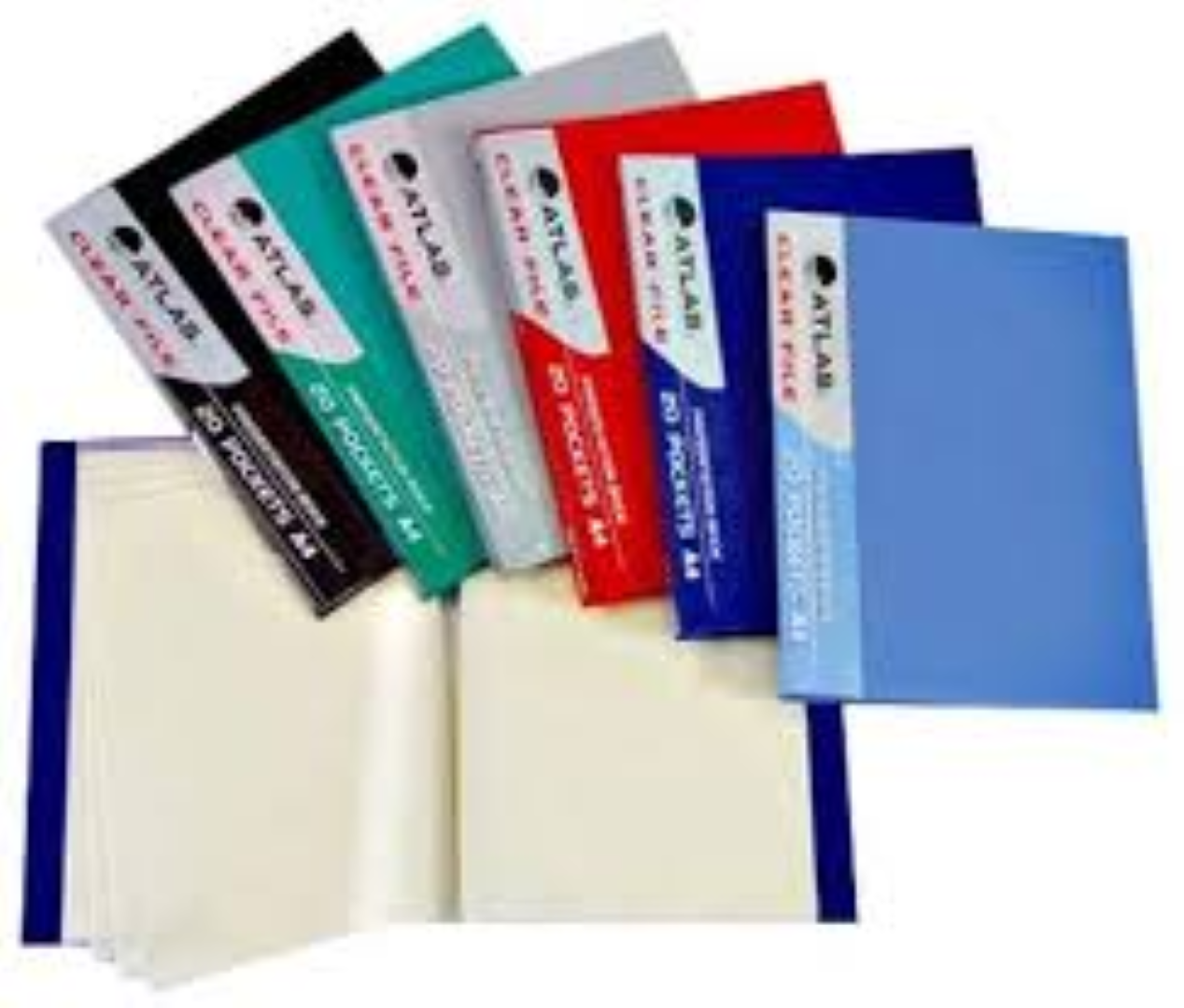 Atlas Clear File A4 100 Pocket Asst AS-F334A0-ASS